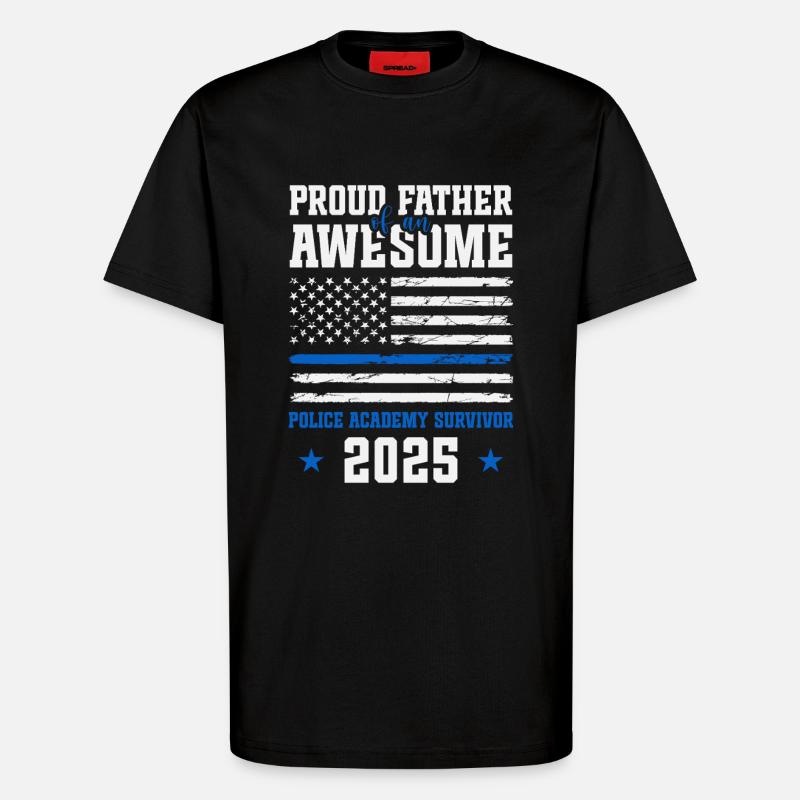 Stolzer Vater einer großartigen Polizeiakademie - T-Shirt - made by SPREAD - SOLID BLACK