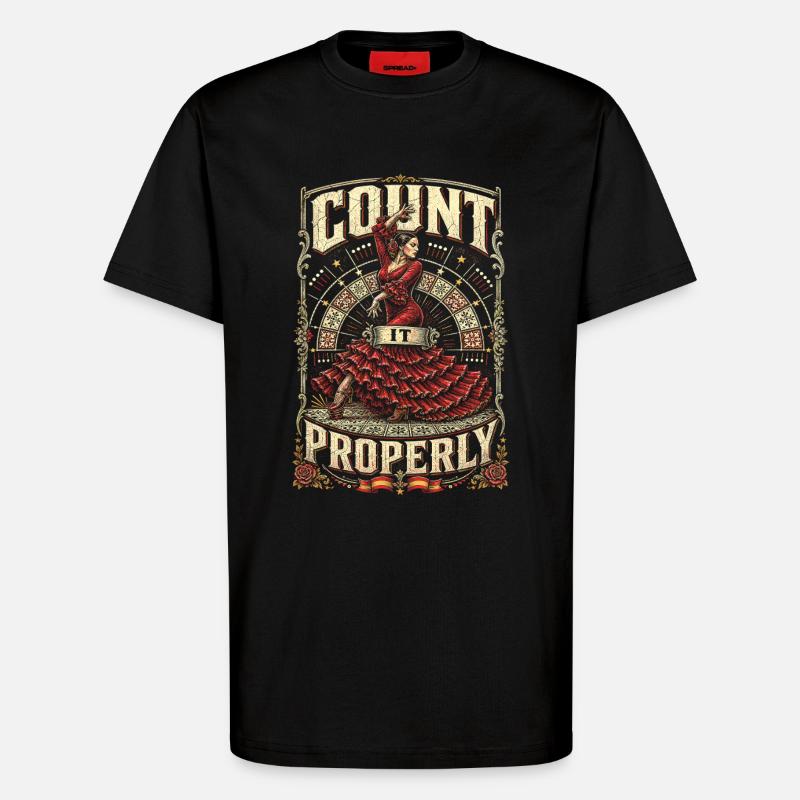 Flamenco Count It Properly - T-Shirt - made by SPREAD - SOLID BLACK