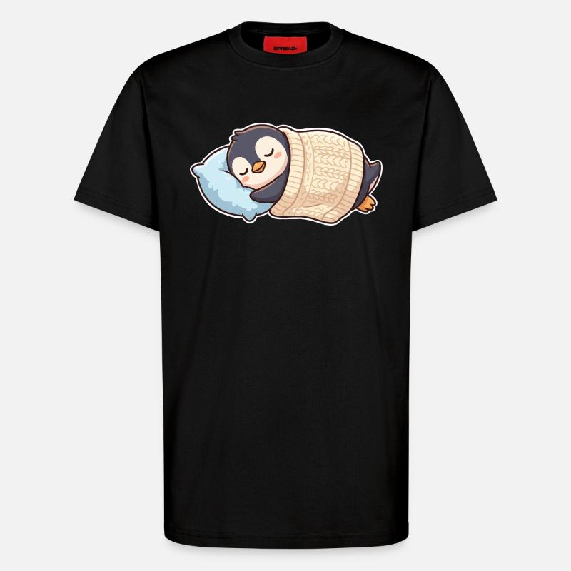 Pinguin Schlafen - T-Shirt - made by SPREAD - SOLID BLACK