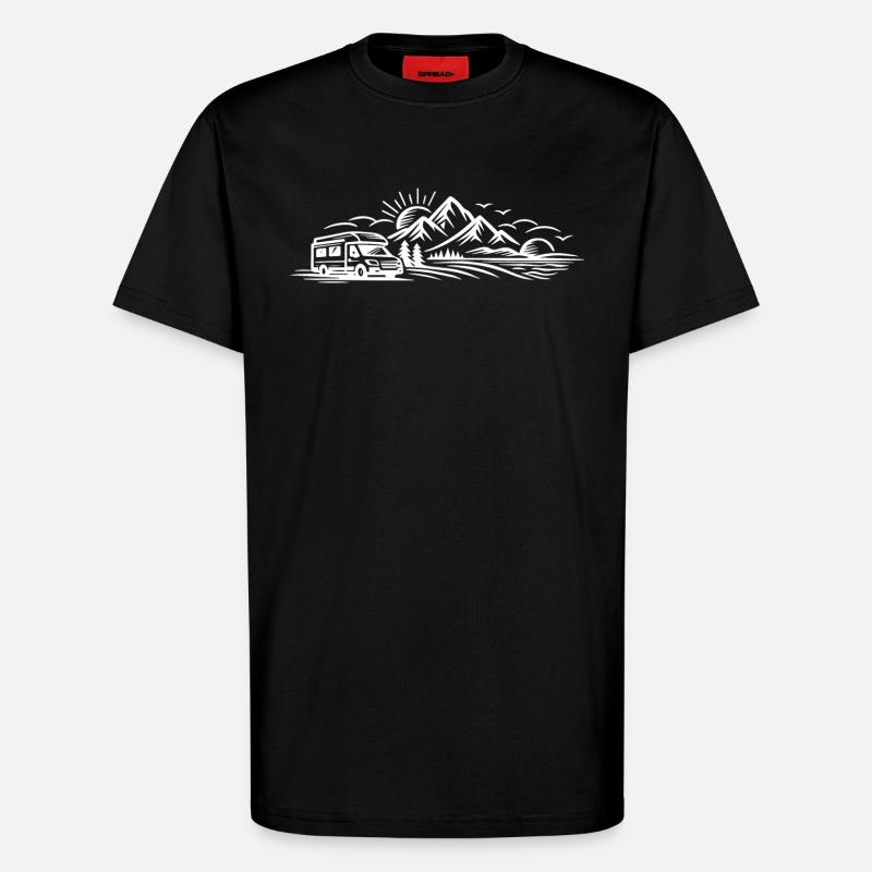 Campingauto Landschaft  - T-Shirt - made by SPREAD - SOLID BLACK