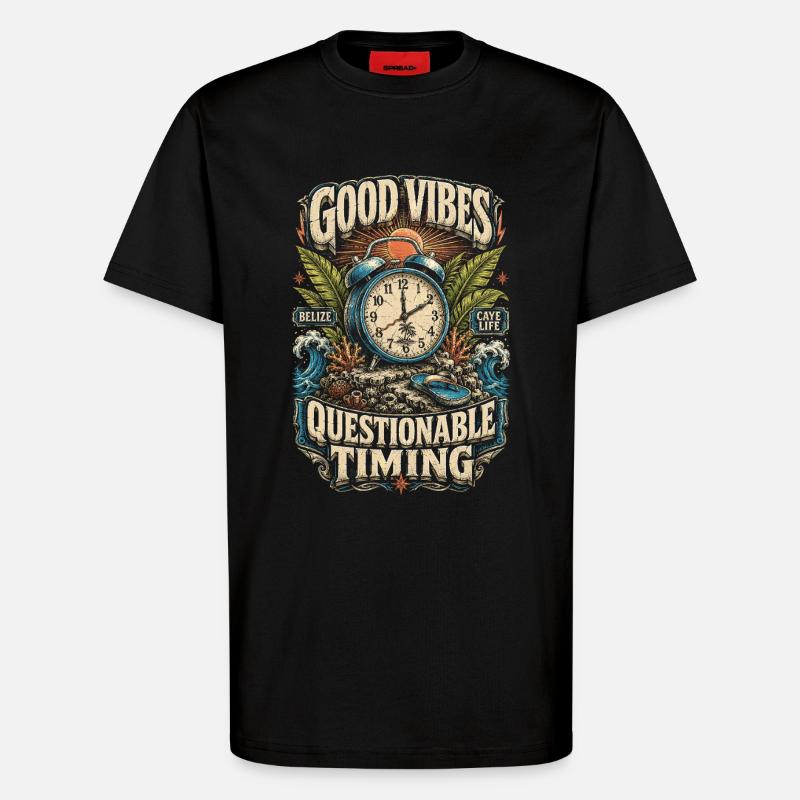 Belize Belizische Wurzel Questionable Timing - T-Shirt - made by SPREAD - SOLID BLACK