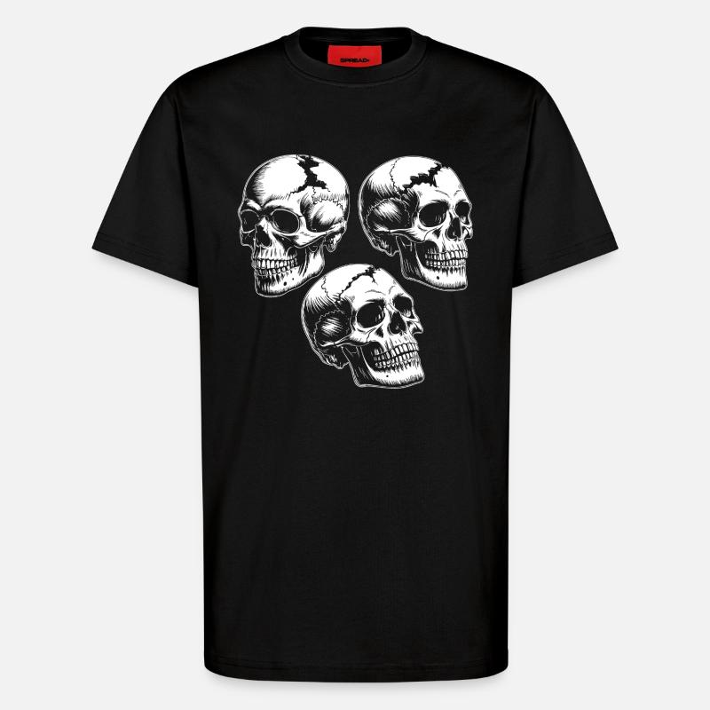Three Skull Silhouettes - T-Shirt - made by SPREAD - SOLID BLACK