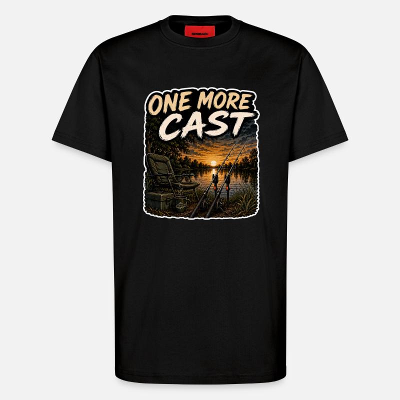 Ein weiterer Wurf Sonnenuntergangs-Karpfenfischen-Design - T-Shirt - made by SPREAD - SOLID BLACK