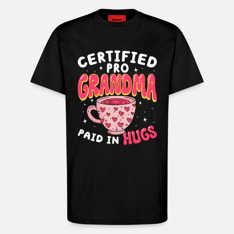 Grand-mère Grand-mère Professionnelle Certifiée - T-shirt bio décontracté fabriqué en UE - SOLID BLACK