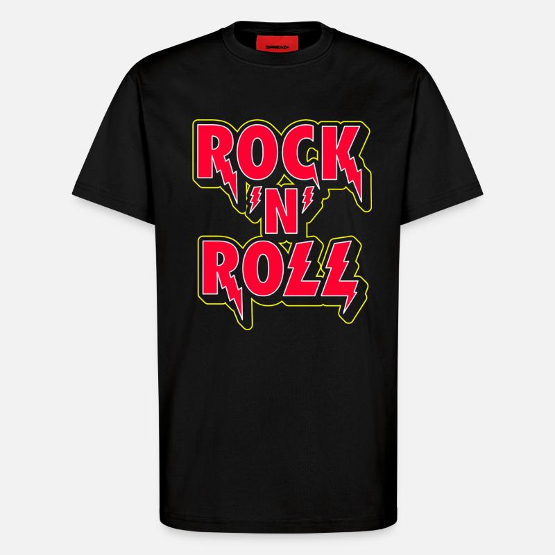Rock 'N' Roll 3D Logo - T-shirt bio décontracté fabriqué en UE - SOLID BLACK