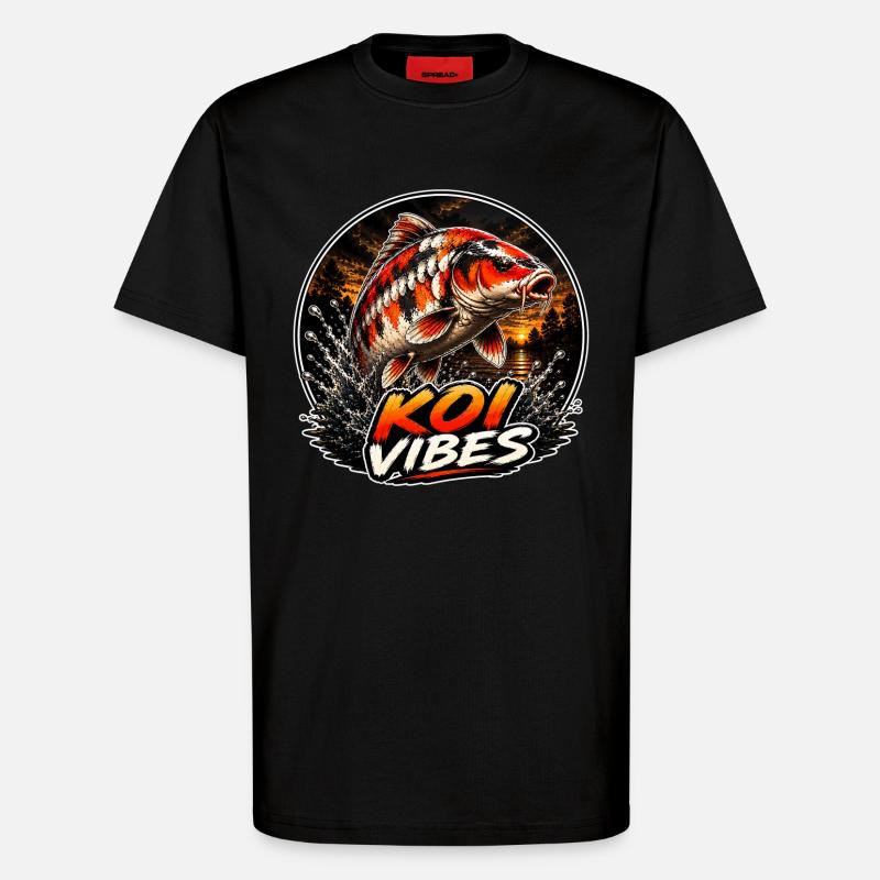 Koi Vibes Sunset Carp Design - T-Shirt - made by SPREAD - SOLID BLACK