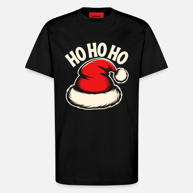 Ho Ho Ho Santa Hat - T-Shirt - made by SPREAD - SOLID BLACK