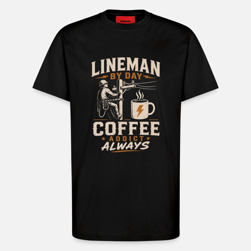 Strom Techniker Kaffee Kabel Arbeit - T-Shirt - made by SPREAD - SOLID BLACK