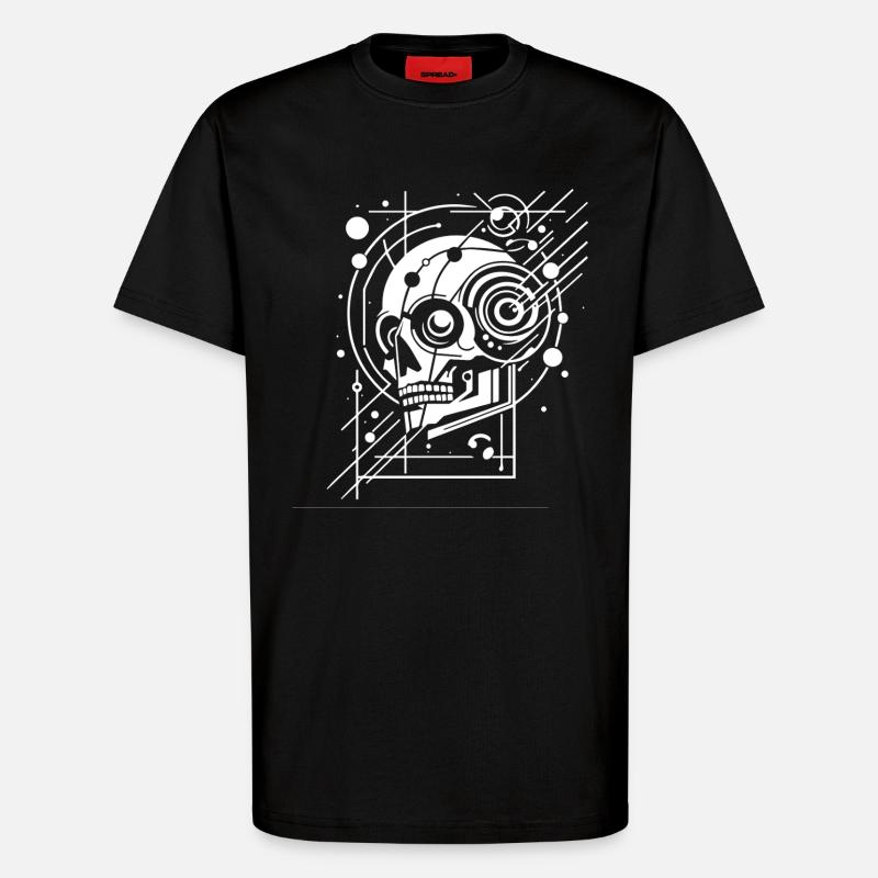 Zybernetische Totenschädelgeometrie - T-Shirt - made by SPREAD - SOLID BLACK
