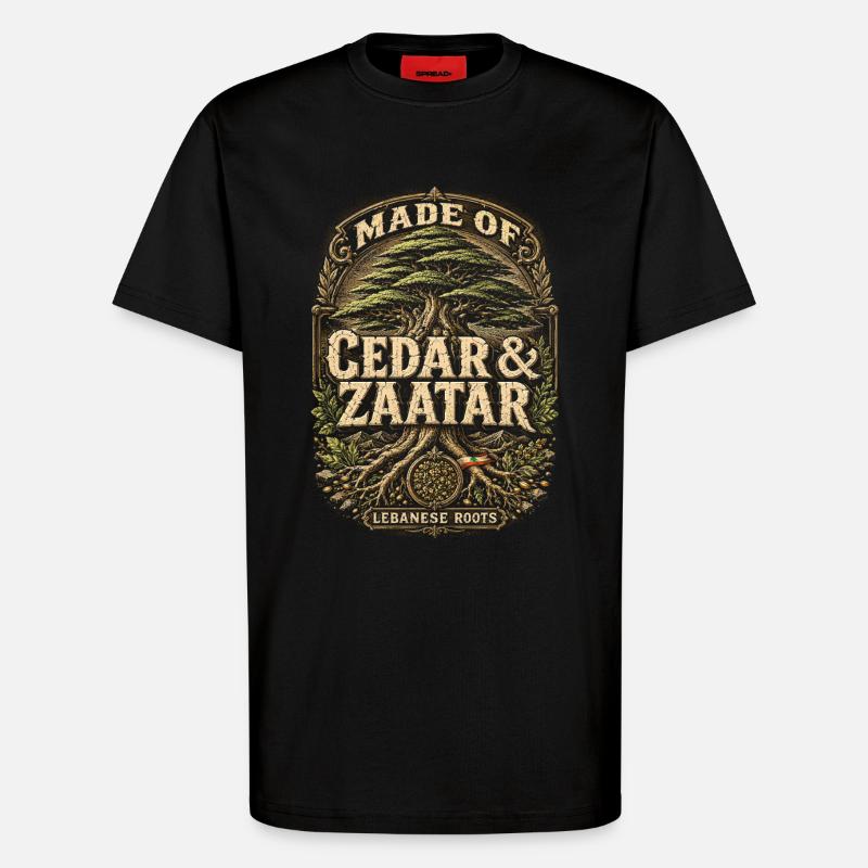 Libanon Libanese Cedar & Zaatar - T-Shirt - made by SPREAD - SOLID BLACK