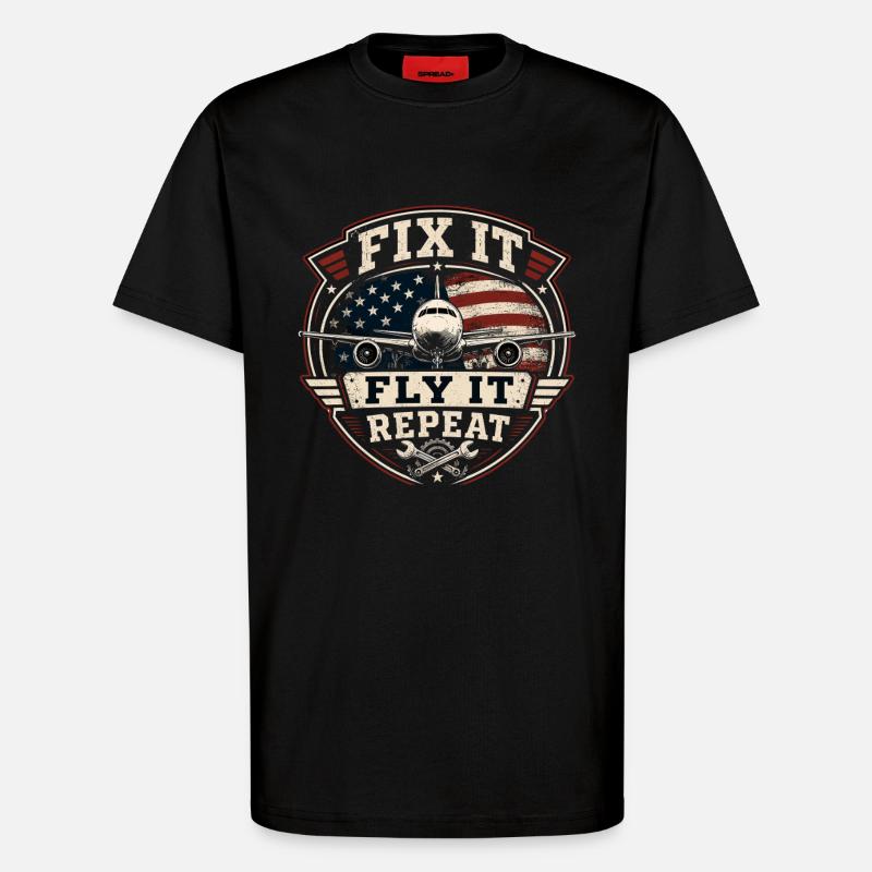 Flugzeugtechnik Wartung Luftfahrt Beruf - T-Shirt - made by SPREAD - SOLID BLACK