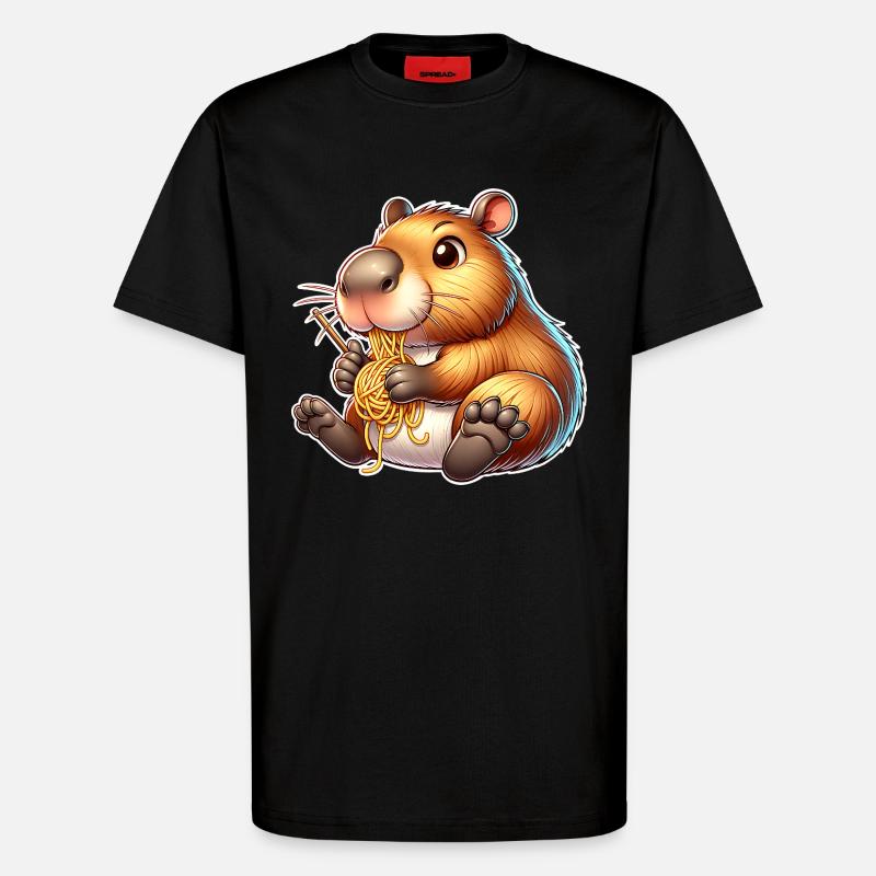 Pâtes à capybara - T-shirt bio décontracté fabriqué en UE - SOLID BLACK