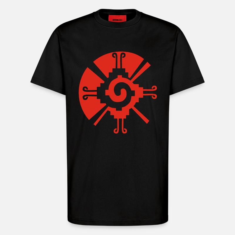 Solar Geometric Pattern (Red) - T-Shirt - made by SPREAD - SOLID BLACK