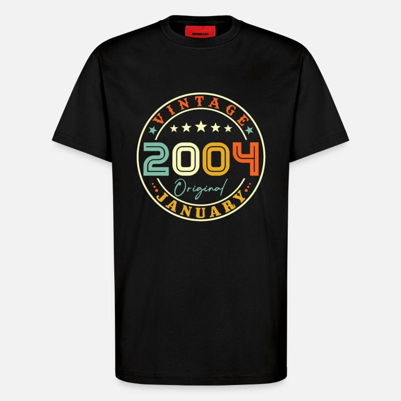 Né en janvier 2004 - T-shirt bio décontracté fabriqué en UE - SOLID BLACK