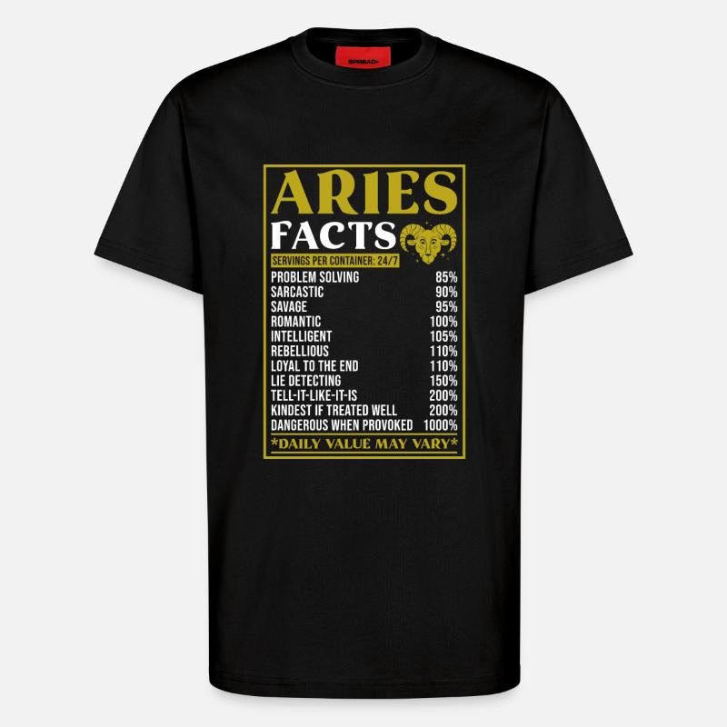 Widder Sternzeichen Geschenk Fakten - T-Shirt - made by SPREAD - SOLID BLACK
