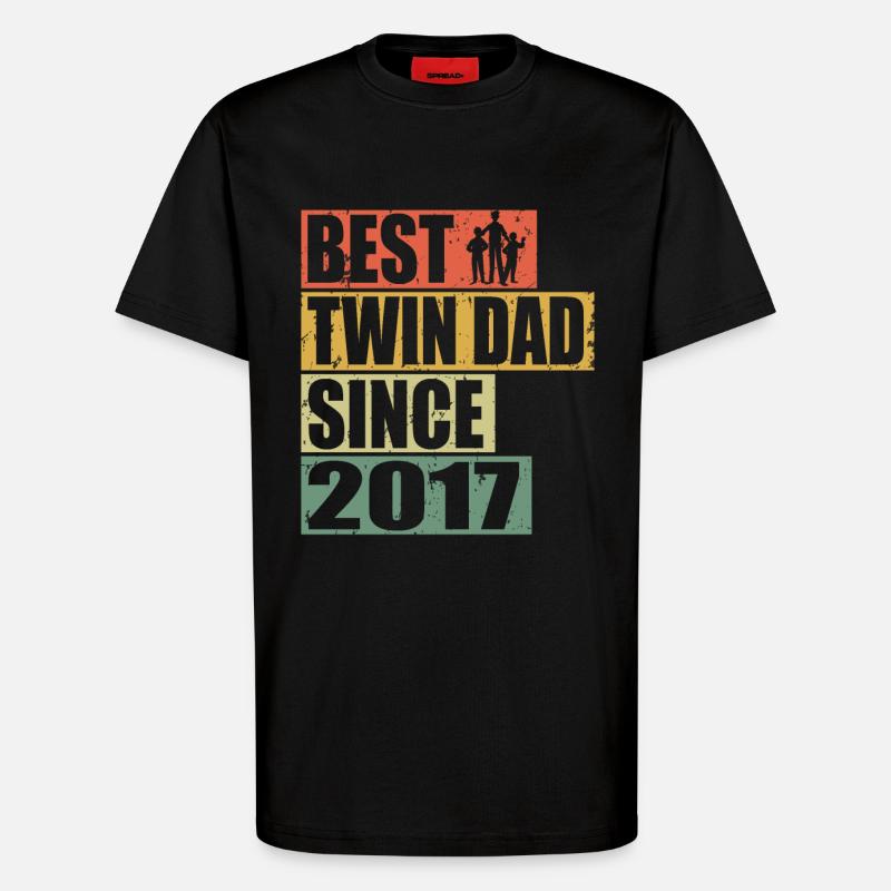 Zwillinge Vater Zwillingsvater seit 2017 - T-Shirt - made by SPREAD - SOLID BLACK