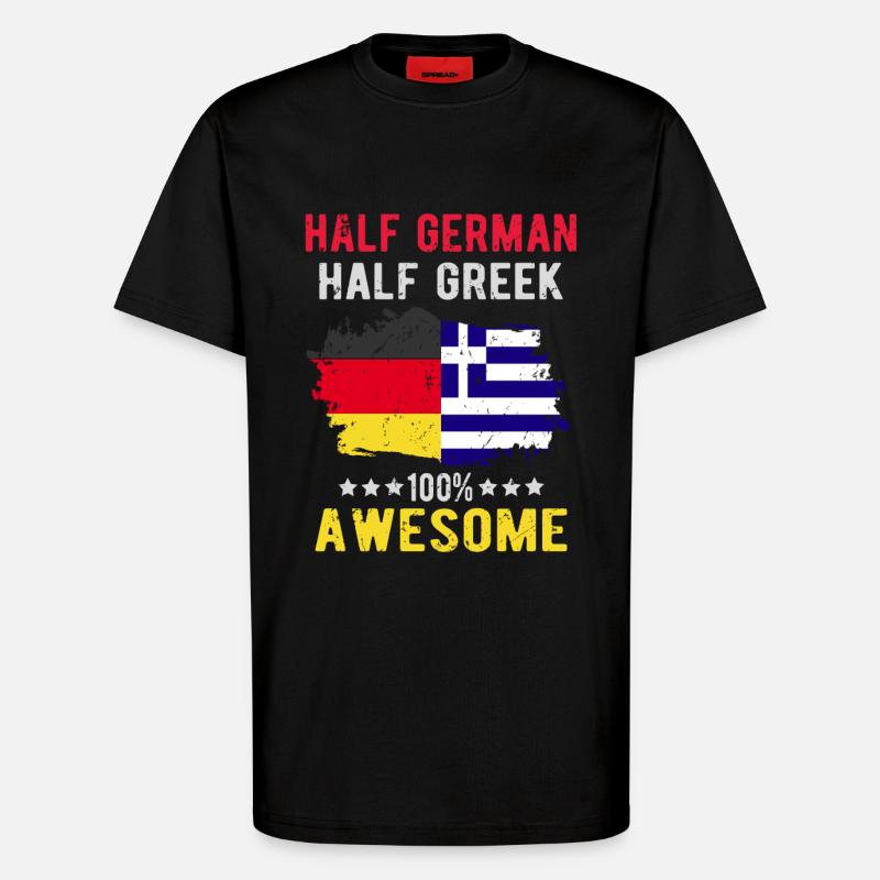 Half German Half Greek - T-Shirt - made by SPREAD - SOLID BLACK