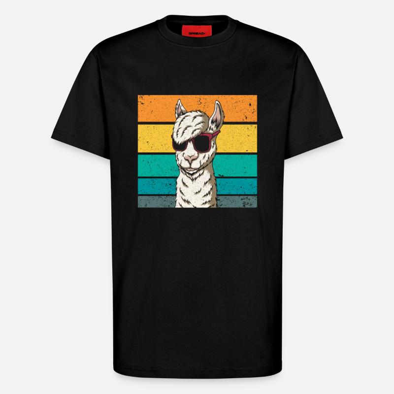 Alpaca Cool Sunglasses - T-Shirt - made by SPREAD - SOLID BLACK