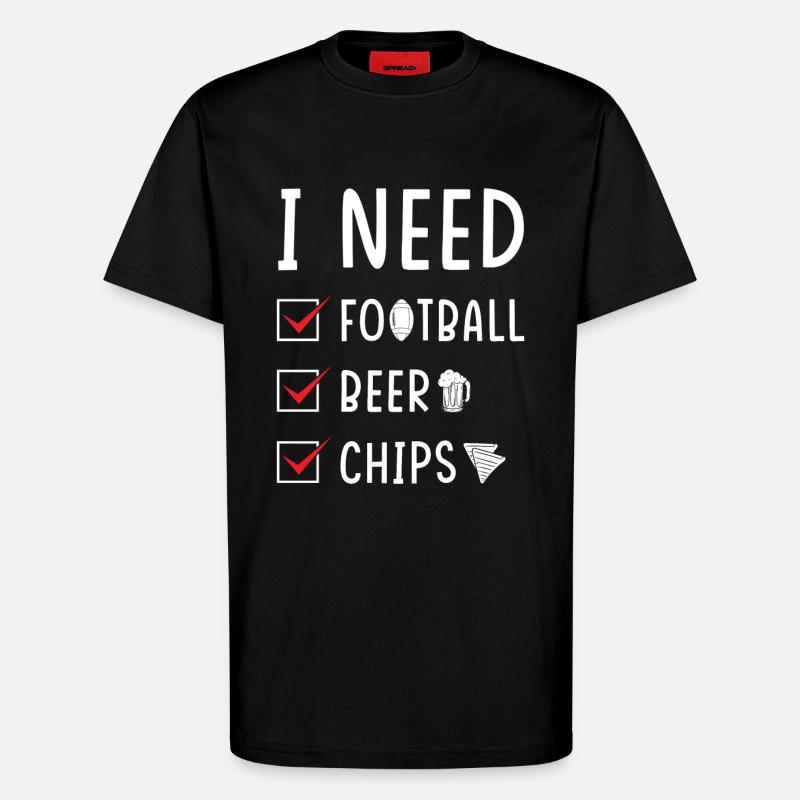 Football Bier Chips - T-Shirt - made by SPREAD - SOLID BLACK