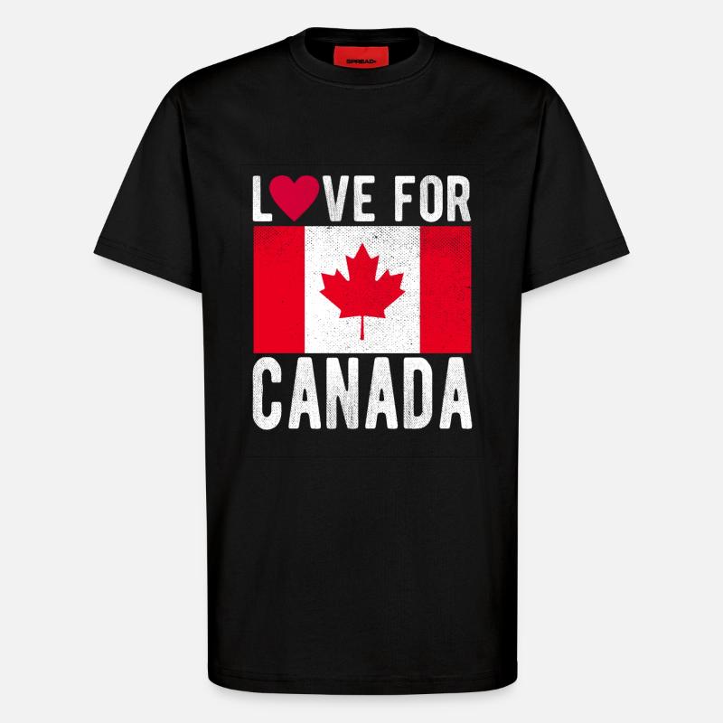 Drapeau du Canada - T-shirt bio décontracté fabriqué en UE - SOLID BLACK
