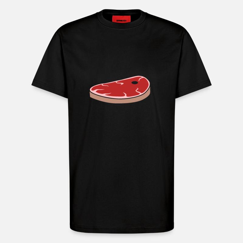 Steak Fleischbrocken Grillfleisch - T-Shirt - made by SPREAD - SOLID BLACK