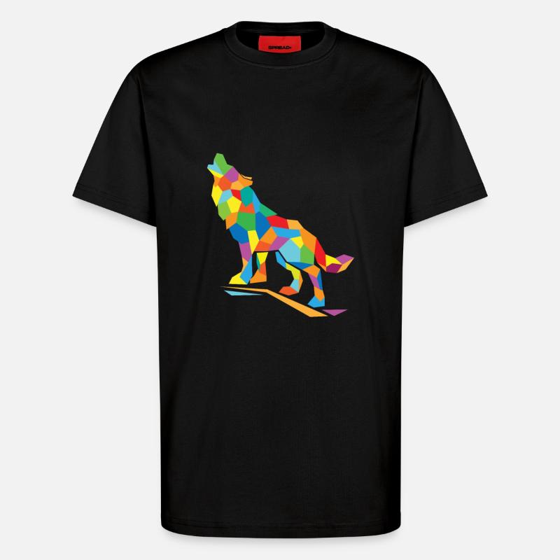 Wolf Polygon - T-Shirt - made by SPREAD - SOLID BLACK