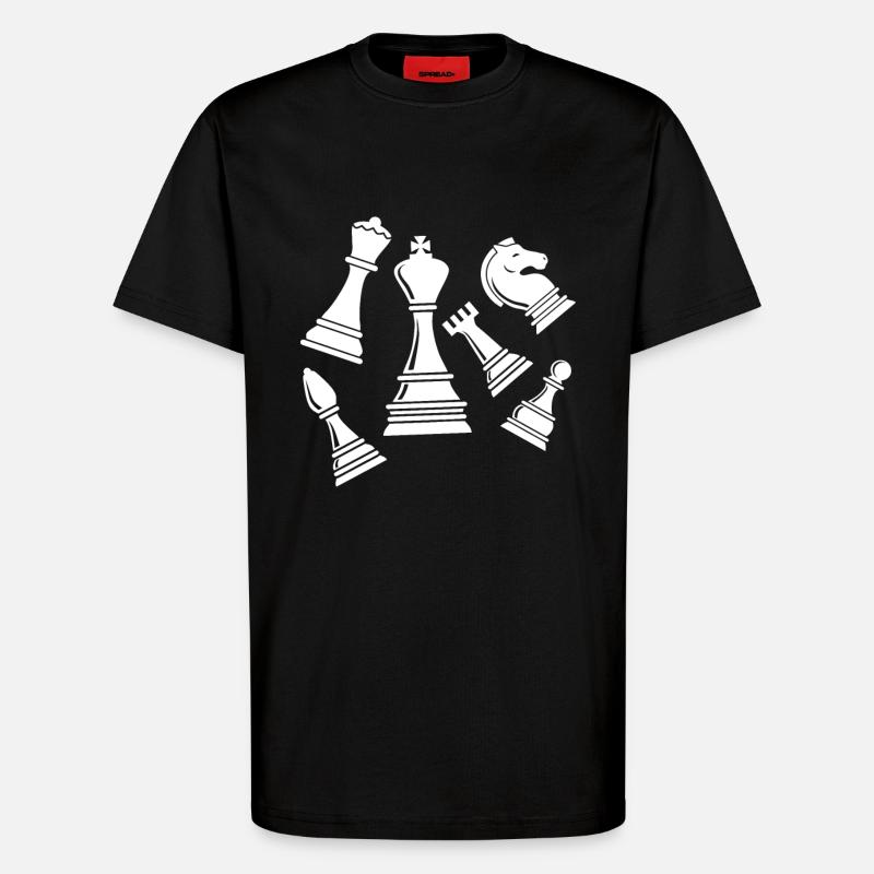 Pièces d'échecs échecs - T-shirt bio décontracté fabriqué en UE - SOLID BLACK