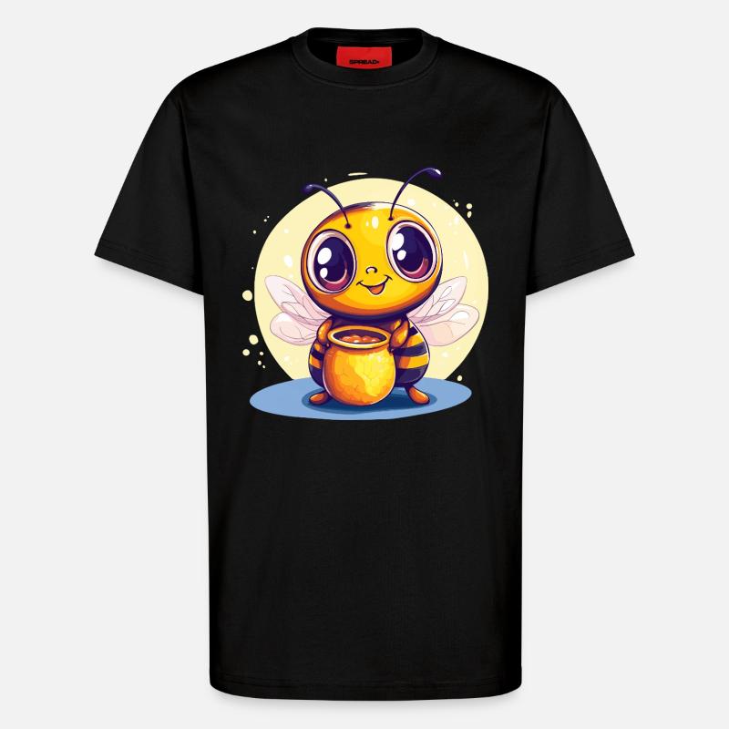 Honey bee with pot - T-Shirt - made by SPREAD - SOLID BLACK