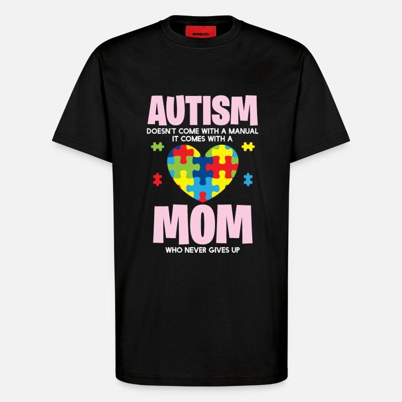 Autisme - Maman Est Fier - T-shirt bio décontracté fabriqué en UE - SOLID BLACK
