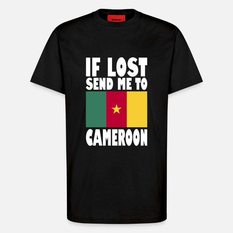 Drapeau du Cameroun - T-shirt bio décontracté fabriqué en UE - SOLID BLACK