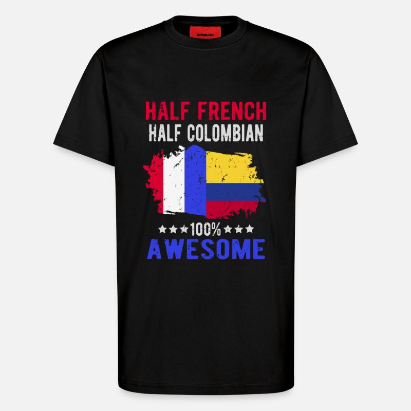 Moitié Français moitié colombien - T-shirt bio décontracté fabriqué en UE - SOLID BLACK