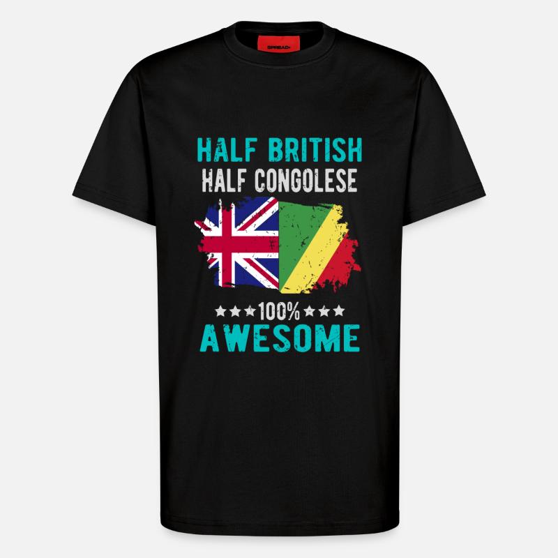 Half British Half Congolese - T-Shirt - made by SPREAD - SOLID BLACK