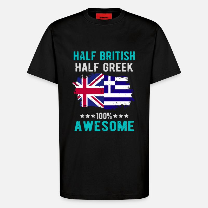 Half British Half Greek - T-Shirt - made by SPREAD - SOLID BLACK