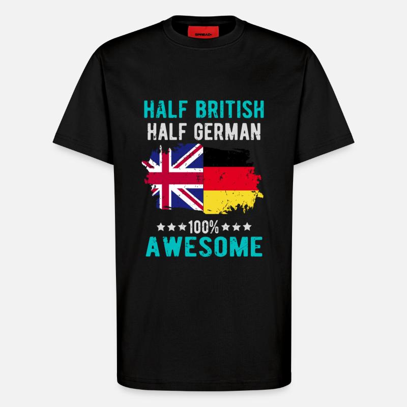 Half British Half German - T-Shirt - made by SPREAD - SOLID BLACK