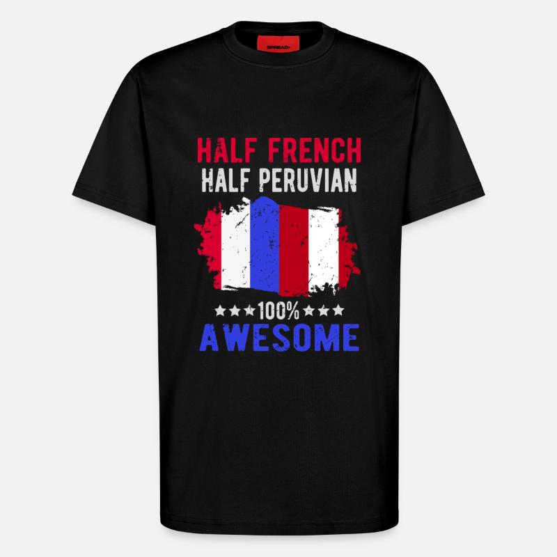 Half French Half Peruvian - T-Shirt - made by SPREAD - SOLID BLACK