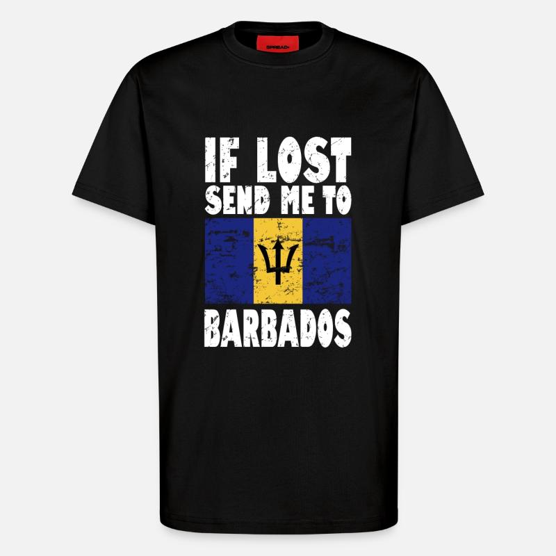 Drapeau de la Barbade - T-shirt bio décontracté fabriqué en UE - SOLID BLACK