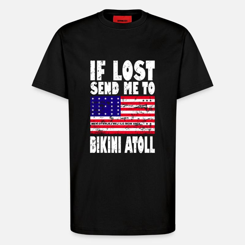 Drapeau de l’atoll de Bikini - T-shirt bio décontracté fabriqué en UE - SOLID BLACK