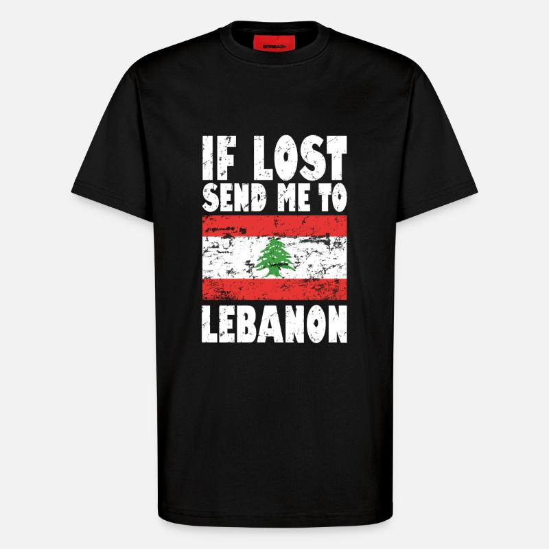 Drapeau du Liban - T-shirt bio décontracté fabriqué en UE - SOLID BLACK