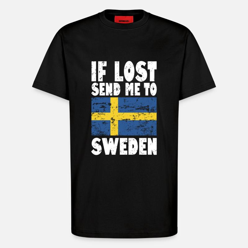 Drapeau de la Suède - T-shirt bio décontracté fabriqué en UE - SOLID BLACK