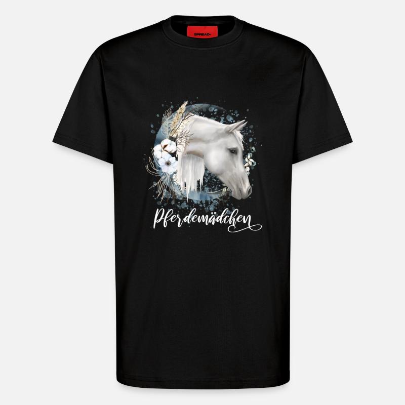 Pferdemädchen Pferde Geschenk Mädchen - T-Shirt - made by SPREAD - SOLID BLACK