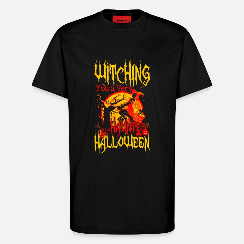 Witching you a hunted Halloween - T-Shirt - made by SPREAD - SOLID BLACK