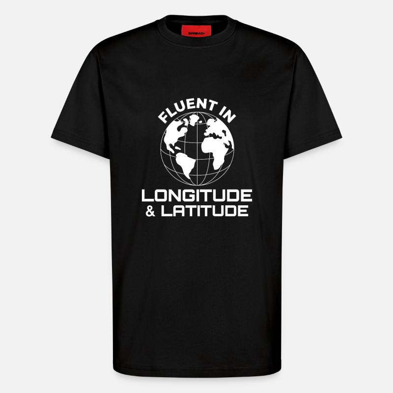 Fluent Longitude Latitude GIS Globe - T-shirt bio décontracté fabriqué en UE - SOLID BLACK