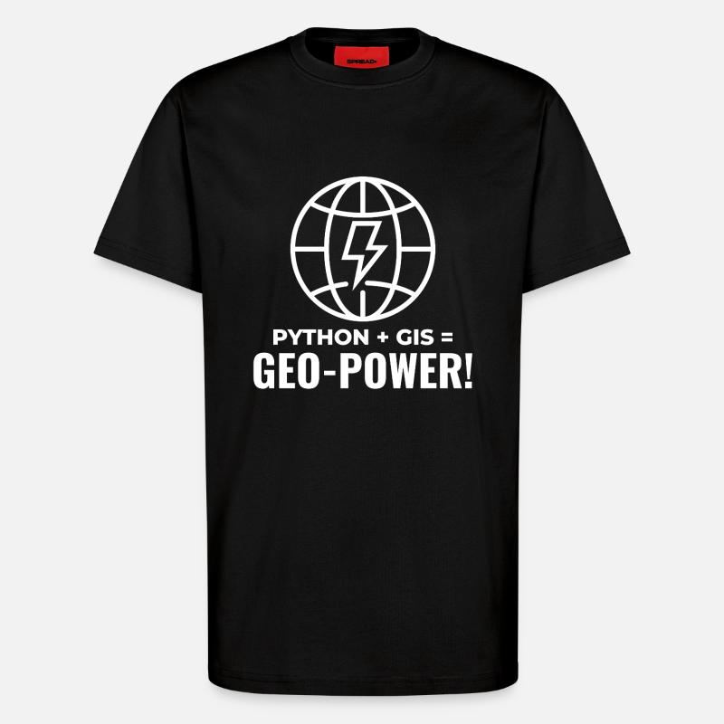 Python SIG Géo-Puissance Programmation Géospatial - T-shirt bio décontracté fabriqué en UE - SOLID BLACK