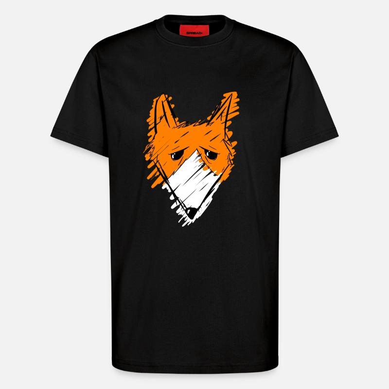 Fox Kopf - T-Shirt - made by SPREAD - SOLID BLACK