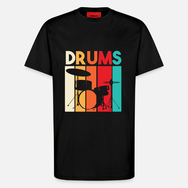 Cadeau de batteur - T-shirt bio décontracté fabriqué en UE - SOLID BLACK