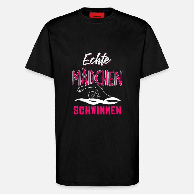 Echte Mädchen schwimmen - T-Shirt - made by SPREAD - SOLID BLACK