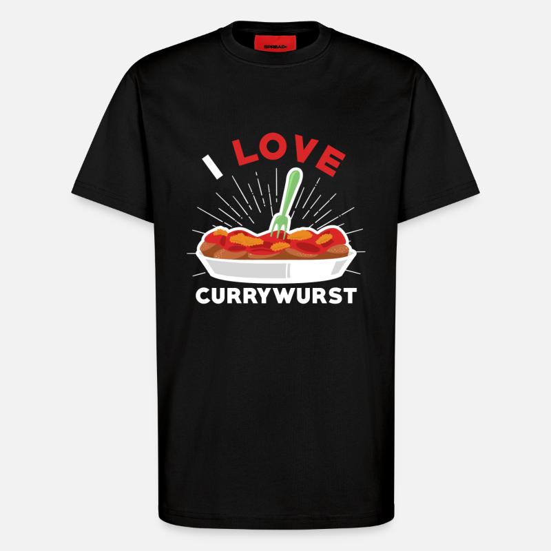 Currywurst Ich liebe Currywurst - T-Shirt - made by SPREAD - SOLID BLACK