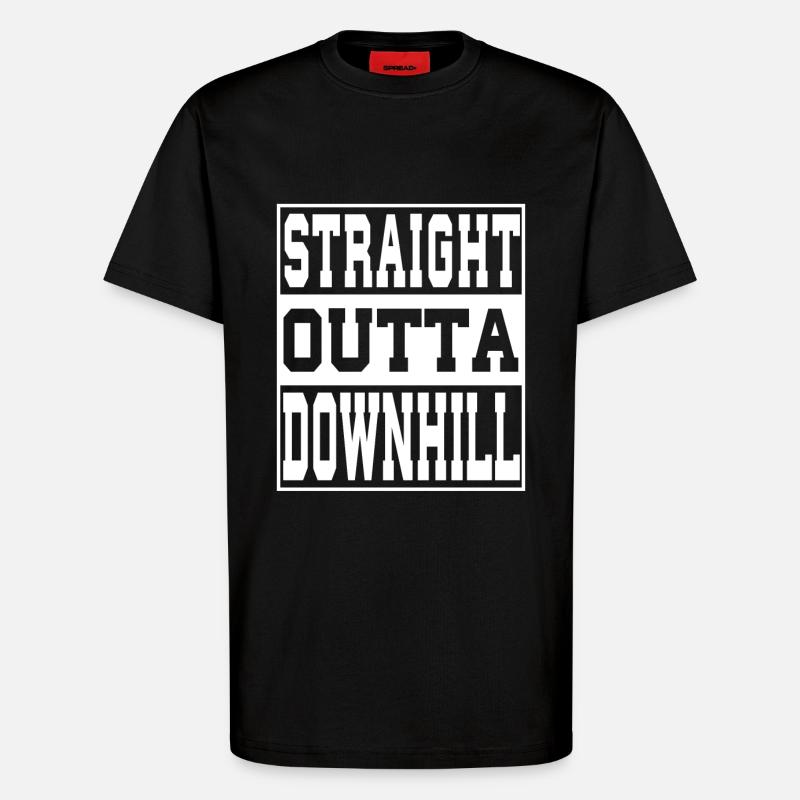 Downhill Spruch lustig - T-Shirt - made by SPREAD - SOLID BLACK