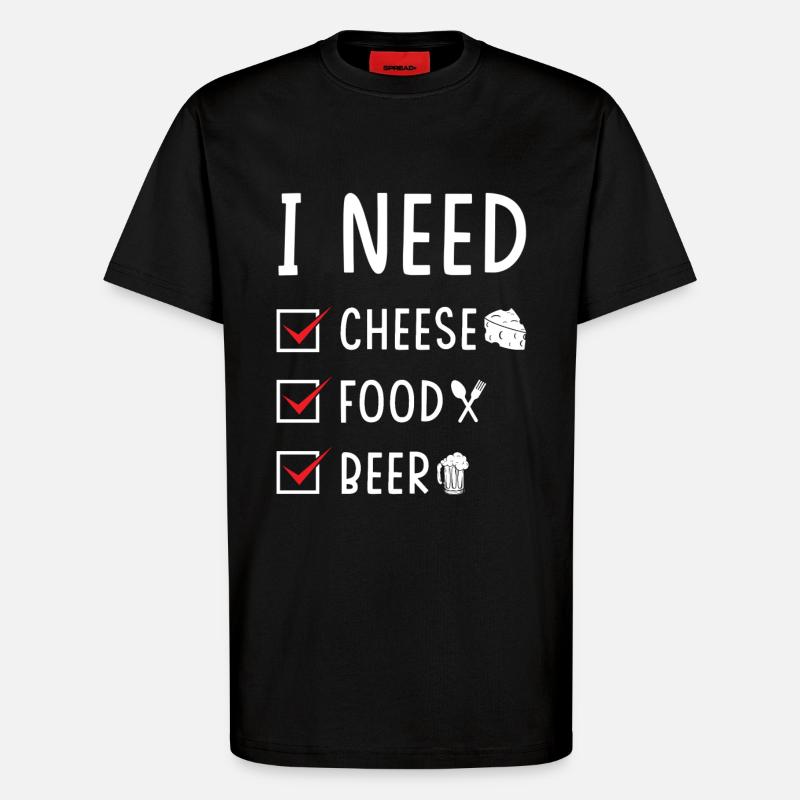 Fromage Nourriture Bière - T-shirt bio décontracté fabriqué en UE - SOLID BLACK
