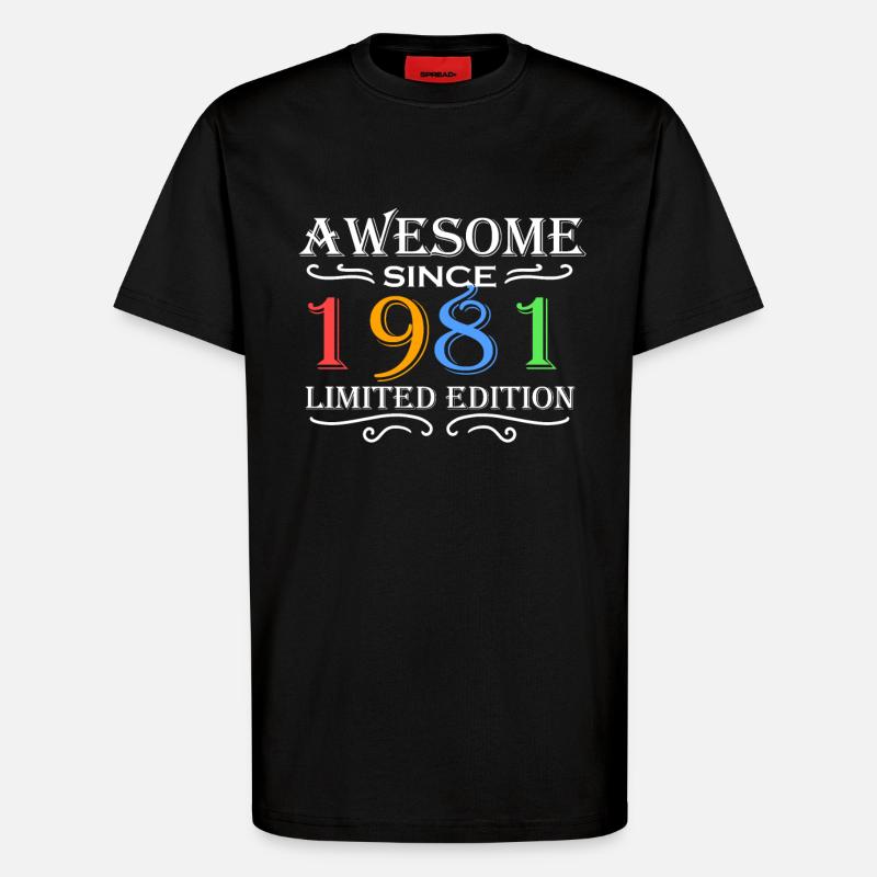 1981 - Born 1981 - T-Shirt - made by SPREAD - SOLID BLACK